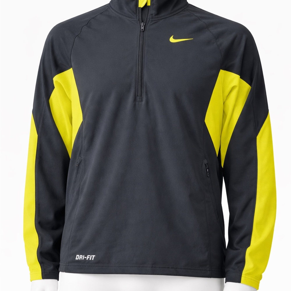 Nike Dri-FIT Quarter Zip Pullover | Small | Neon Yellow & Black